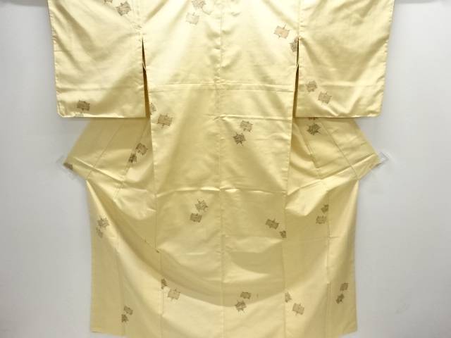 糸巻模様織り出し縦節紬着物【アンティーク】【中古】【着】【紬】 宗sou