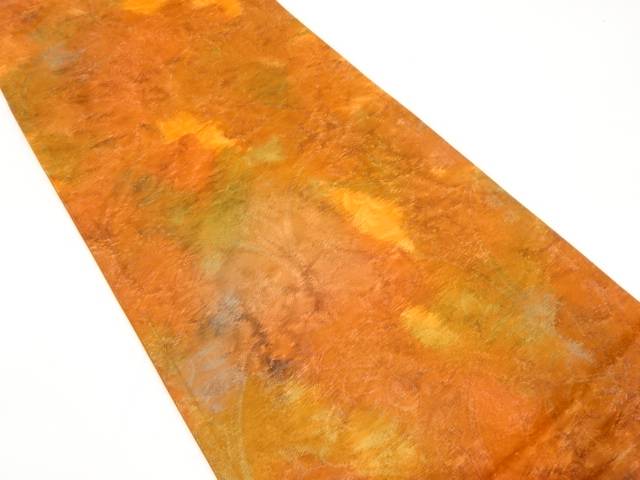 青海波に花更紗模様織り出し袋帯（材料）【アンティーク】【中古】【着】【袋帯】 宗sou