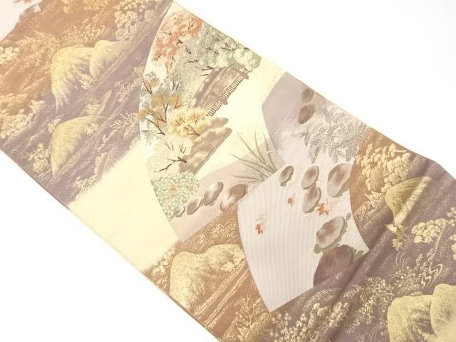 地紙取庭園文織り出し 袋帯【中古】【着】【袋帯】 宗sou