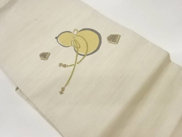 手織り紬瓢箪に将棋駒模様名古屋帯【中古】【着】【名古屋帯】 宗sou