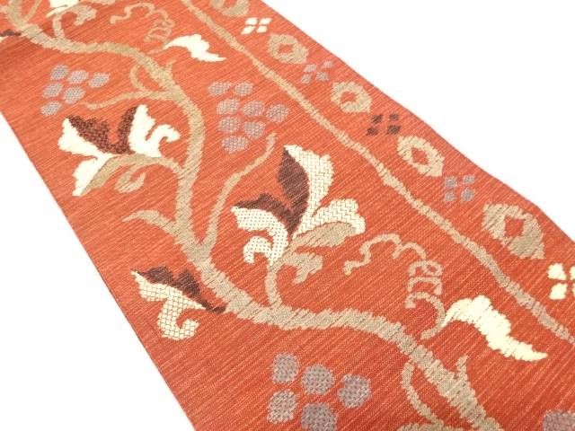 葡萄模様織り出し名古屋帯（着用可）【アンティーク】【中古】【着】【名古屋帯】 宗sou