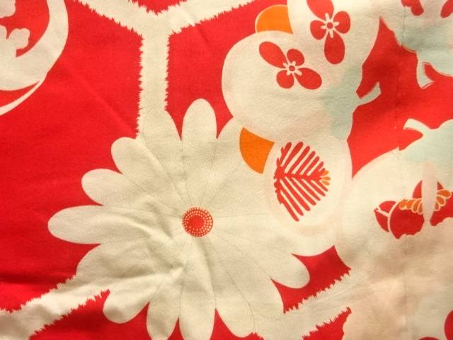 瓢箪に花模様長襦袢【アンティーク】【中古】【着】【縮緬・錦紗】 宗sou