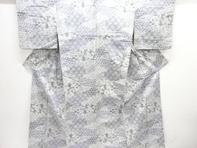 花模様織り出し手織り紬着物【アンティーク】【中古】【着】【紬】 宗sou