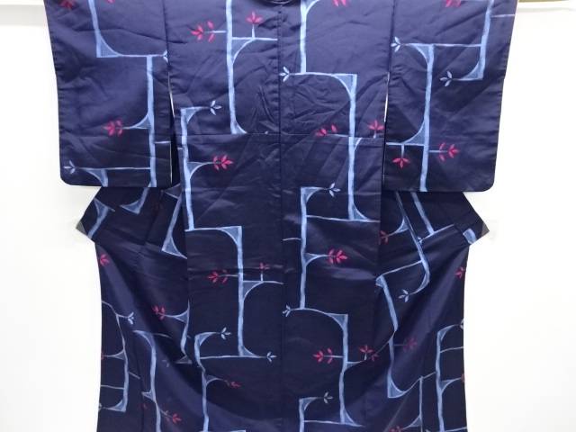 枝葉模様織り出しお召着物【大正ロマン】【中古】【着】【大正ロマン】 宗sou