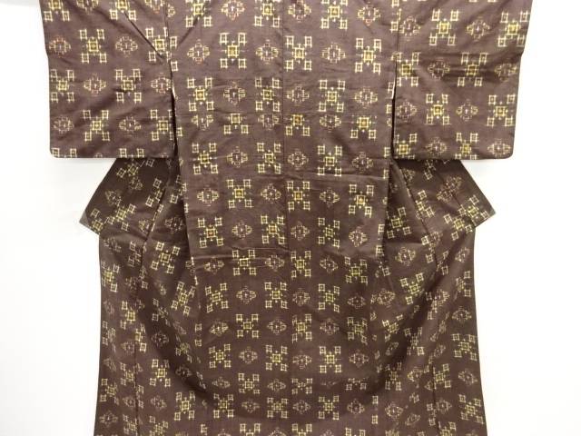 抽象模様織り出し手織り紬着物【アンティーク】【中古】【着】【紬】 宗sou