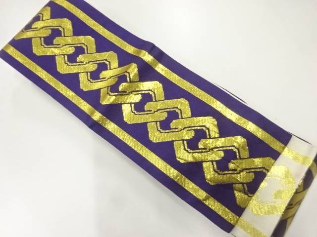 吉原繋ぎ模様織出しリバーシブル踊り用男物角帯【中古】【着】【帯】 宗sou