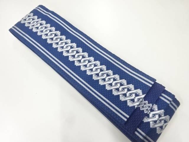 吉原繋ぎ模様織出し男物角帯【中古】【着】【帯】 宗sou