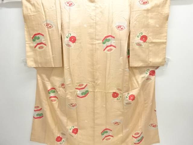 貝桶模様着物【アンティーク】【中古】【着】【縮緬・錦紗】 宗sou