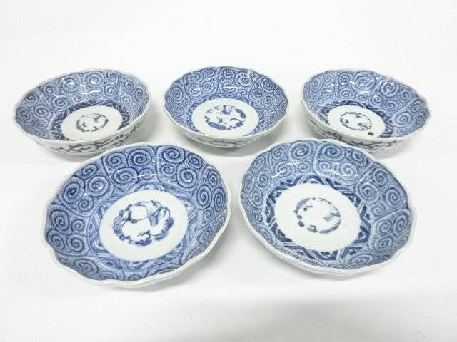 古伊万里　染付　蛸唐草　なます皿　5客【中古】【道】 宗sou