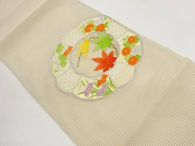 樂天商城 - 河村つづれ　絽綴れ草花に七宝・変わり丸文模様織出し名古屋帯【中古】【着】【名古屋帯】 宗sou