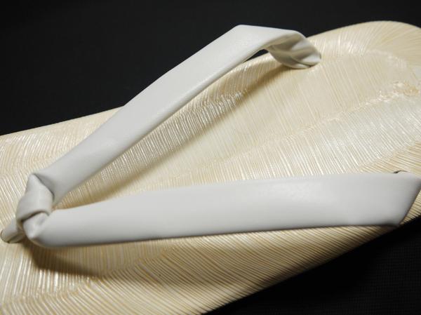 男性用 高級雪駄 メンズ男物 畳型押し 本牛皮底 白 M/L宅配便またはレターパックプラス無料（箱なし・手渡し・日にち指定なし）