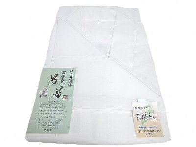 男性用 洗える半襦袢 白　M/L/LL　高島さらし使用「京楽楽」メール便 肌着 白衣 作務衣 紳士用
