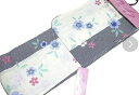 女性用 プレタ浴衣 特価品 白地と紺地に紺の縞 桜 古典柄 フリーサイズ 夏祭り 綿 リーズナブル