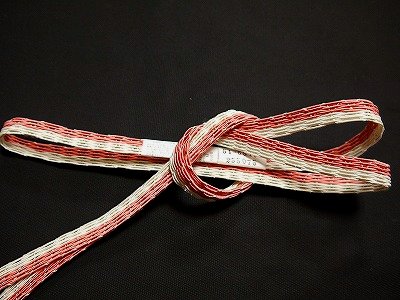 夏物帯締　正絹 レース帯締め コーラルピンク系と白のツートン By-07メール便なら無料