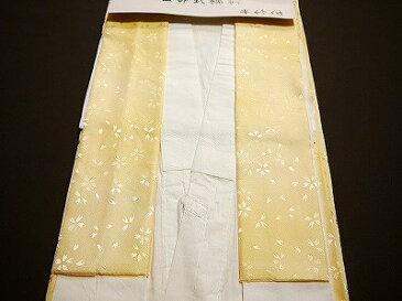 仕立上り二部式長襦袢 洗える 半襟・えもん抜き付きイエロー系 ぼかし 桜の柄 M/L