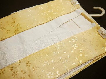 仕立上り二部式長襦袢 洗える 半襟・えもん抜き付きイエロー系 ぼかし 桜の柄 M/L