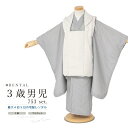 \先着20%OFFクーポン!/200名限定 5/9~16 1:59【レンタル】七五三 着物 3歳 レンタル 男の子 被布 フルセット グレー 縞 きもの 着物セ...