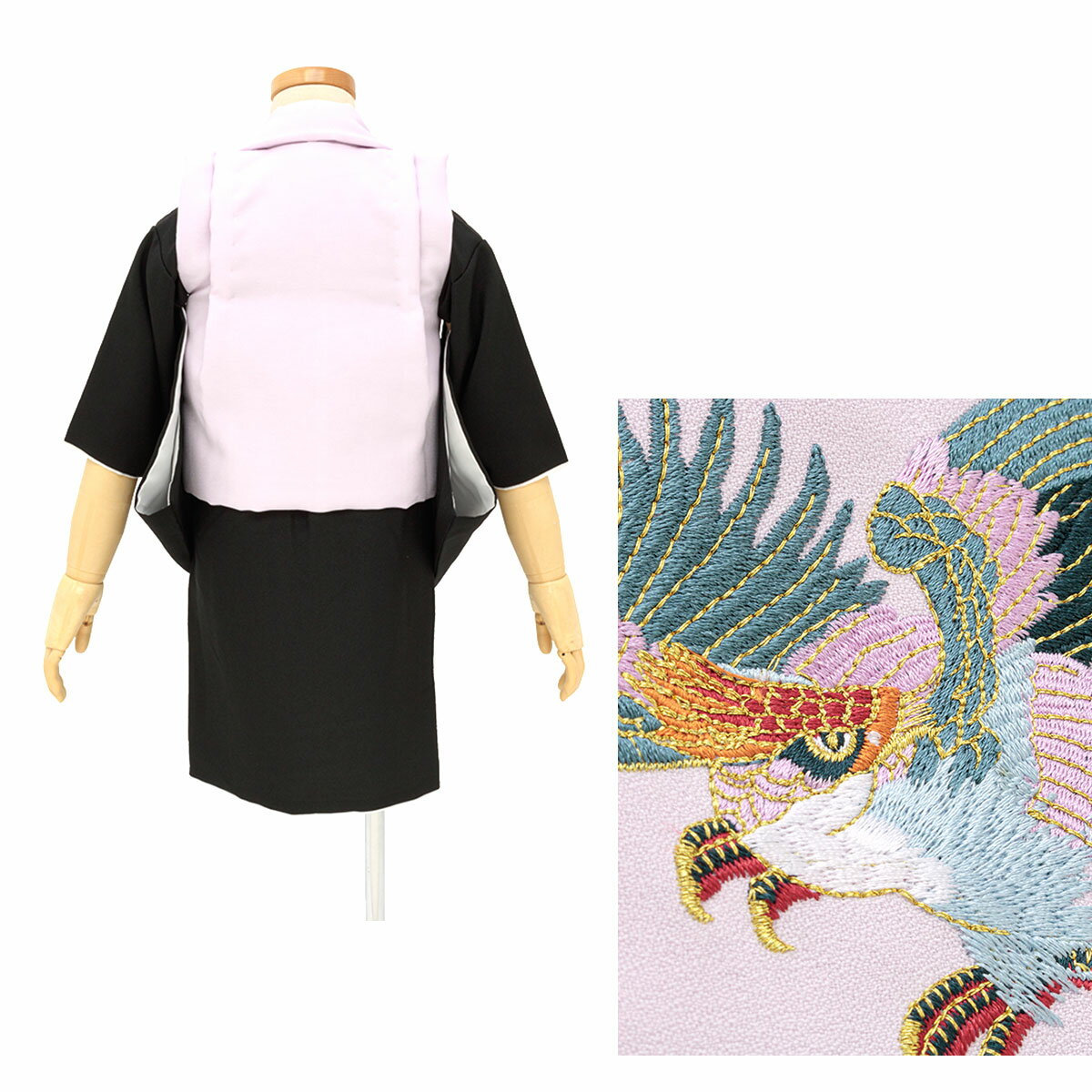 【マラソン限定☆最大3000円クーポン配布中☆8/11 1:59まで 【レンタル】着物 1歳 一歳 男の子 着物セット 被布セット 初節句 紫 黒 ライトパープル ブラック 縮緬 和柄 被布コート 二部式 子供 ベビー 男児 赤ちゃん 往復送料無料