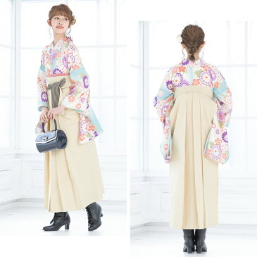 【レンタル】卒業式 袴 レンタル 女 女性 袴セット フルセット 水色 ブルー アイボリー 菊 桜 花 レトロモダン ボヌールセゾン 大人 レディース 大学 和服 着物セット 【往復送料無料】