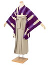 【全品クーポン最大3000円OFF☆6/14~19】【レンタル】袴セット 卒業式 袴 レンタル 女 女性 フルセット 紫 パープル ベージュ 矢羽根 矢絣 縞 ...