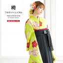 【全品クーポン最大3000円OFF☆6/14~19】【レンタル】袴セット 卒業式 袴 レンタル 女 女性 フルセット 黄緑色 イエローグリーン 黒 梅 花 菊紗...