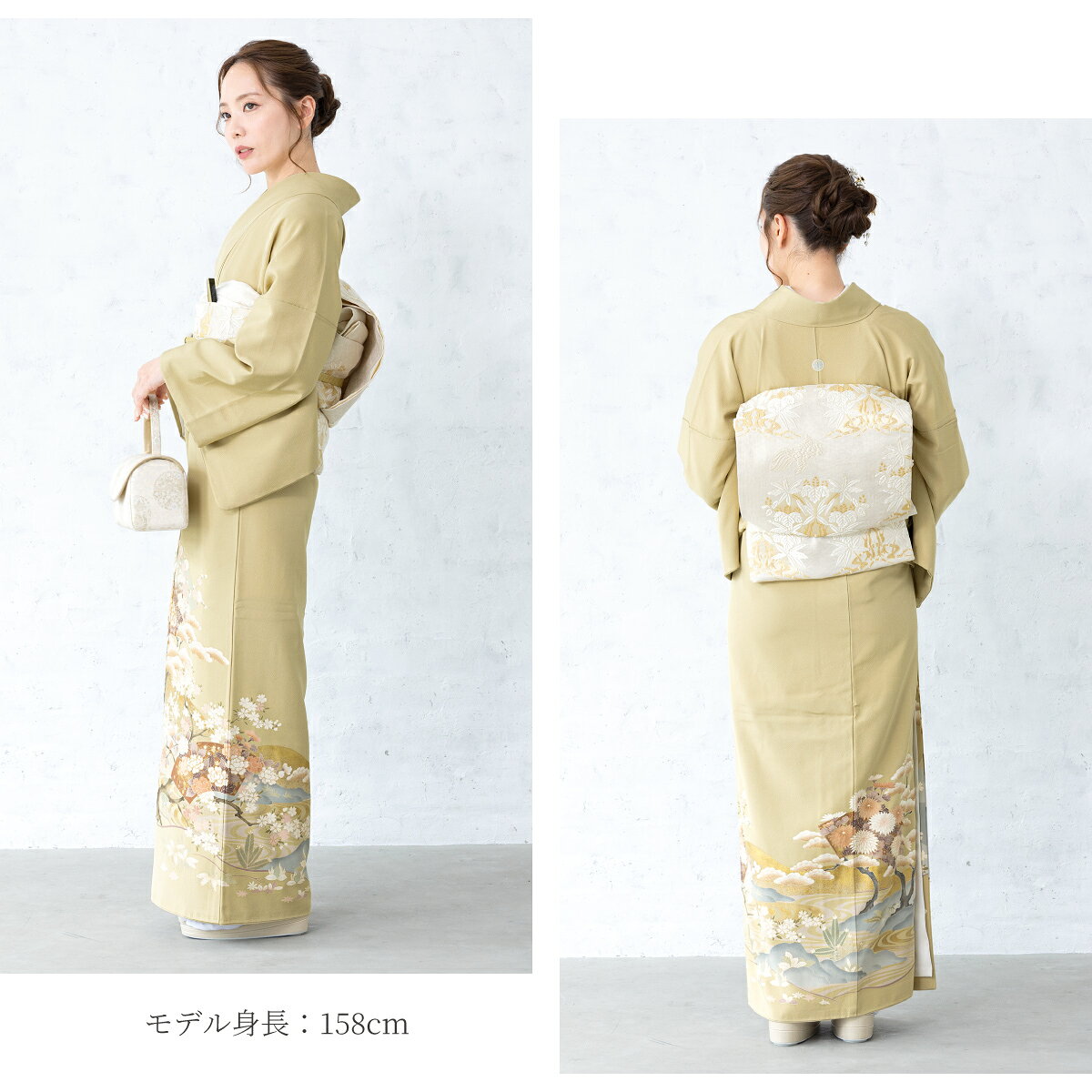 【レンタル】色留袖 レンタル フルセット 結婚式 着物 芥子 黄色 金駒刺繍 牡丹 松...