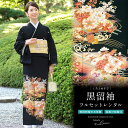 【レンタル】黒留袖 レンタル フルセット 正絹 結婚式 着物 黒 ブラック 流水 菊 鶴 葡萄 貝 五つ紋 母親 仲人 親族 礼装 正装 着物セット 黒留袖セッ...