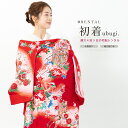 【全品クーポン最大3000円OFF☆6/14~19】【レンタル】産着 女の子 初着 祝着 お宮参り お祝い 赤ちゃん 掛け着 うぶぎ 祝着 赤 御所車 牡丹 椿...