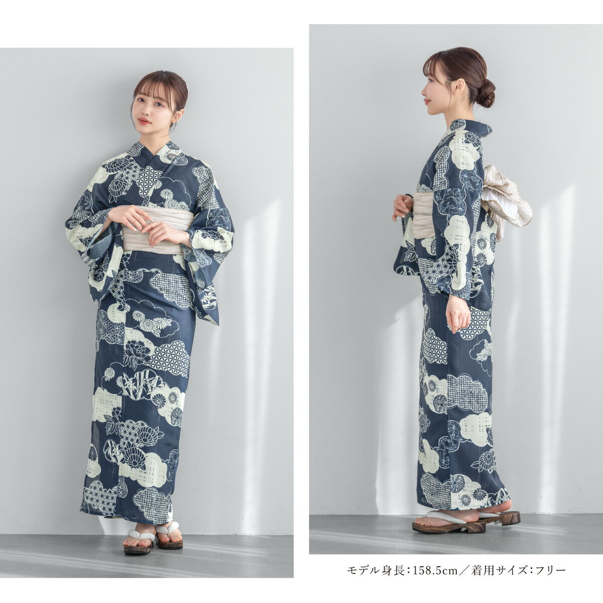【全品対象☆最大3000円クーポン配布中☆10/21まで】【レンタル】浴衣 セット レンタル レディース 浴衣セット 大人 簡単 涼しい コーディネート済み おしゃれ floro 花柄 ホワイト ネイビー 和柄 兵児帯 往復送料無料