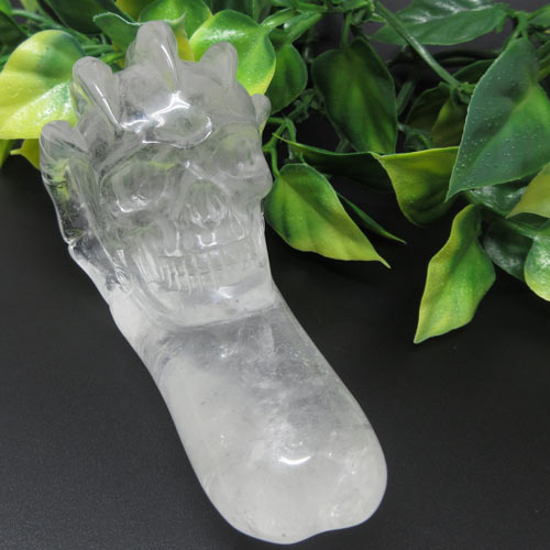 【天然石】ハンド☆スカル☆クリスタル☆彫刻一級品約285g☆ドクロ☆骸骨☆彫り物☆彫☆彫師直送☆アーティスト☆スカル☆カービングスカル☆珍しい一品☆