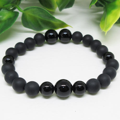 【天然石】守り神☆オニキス×フロストオニキス☆8ミリ☆厄払い☆守護石☆シンプルに☆ポスト投函☆