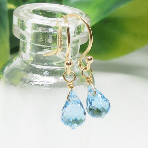 Rakuten - 【天然石】ブルートパーズ☆ピアス☆トップ☆しずく☆18K☆フック別売り☆キラキラ☆ゆらゆら☆簡易包装☆ポスト投函☆