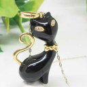 【天然石】エレガントキャット☆ブラックオニキス☆ダイヤ☆ラグジュアリー☆☆ペンダント☆トップ☆18K☆18金☆限定1点のみ☆猫☆ねこ☆cat☆(4)