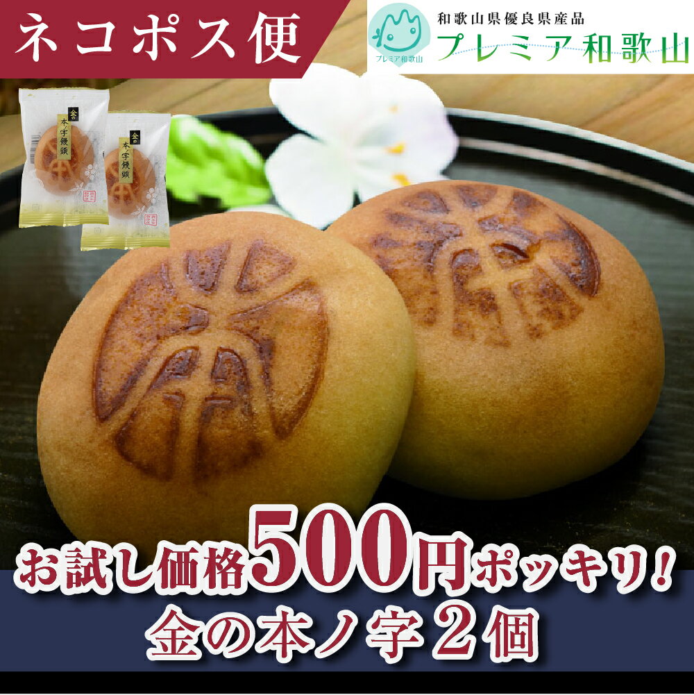 【4/20 P最大10倍】ポイント消化 500円 送料無料 饅頭 まんじゅう お試し スイーツ ギフト お試し 金の本ノ字饅頭×2個 お菓子 洋菓子 ご褒美 まんじゅう 詰め合わせ