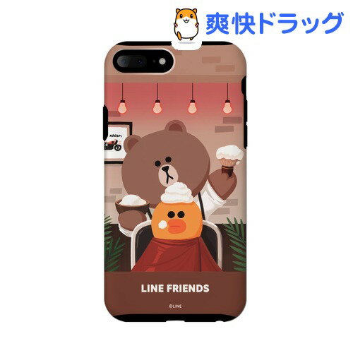 ラインフレンズ iPhone 8 PLus／7 PLus テーマ ブラウンヘアドレッサー KCL-DBS003(1コ入)