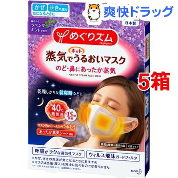 めぐりズム 蒸気でホットうるおいマスク ラベンダーミントの香り(3枚入*5箱セット)【めぐりズム】