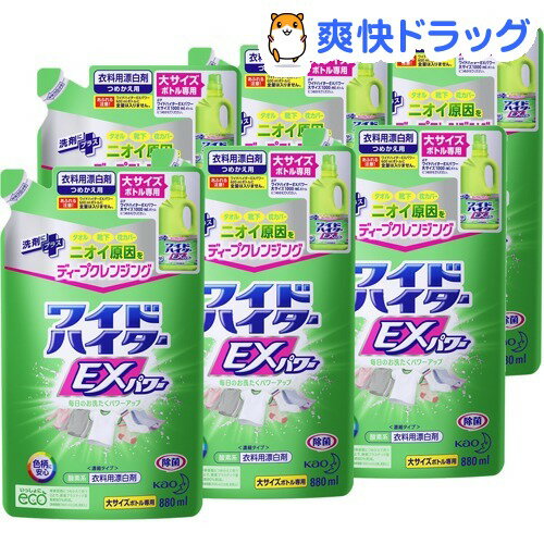 ワイドハイター EXパワー 漂白剤 詰め替え 大サイズ(880mL*6コセット)【ワイドハイター】[漂白剤 抗菌 消臭 つめかえ 詰替 液体 まとめ買い]