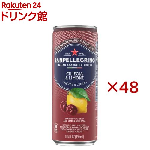 樂天商城 - サンペレグリノ スパークリングドリンク チリエージャリモーネ(チェリー＆レモン)(24本入×2セット(1本330ml))