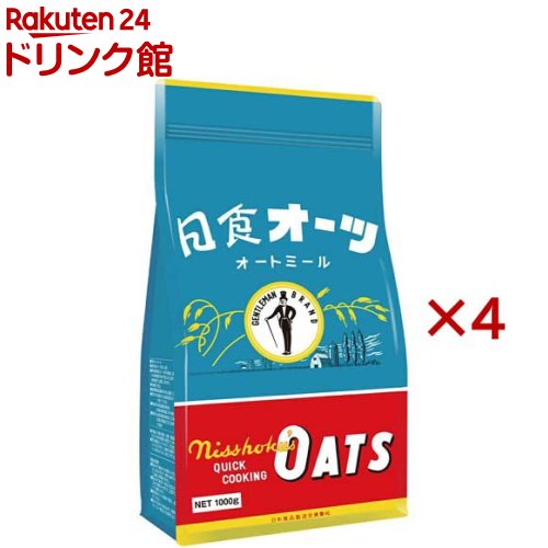 【訳あり】日食 オーツ クイッククッキング オートミール 国産製造 クイックオーツ(1000g×4セット)【日食】
