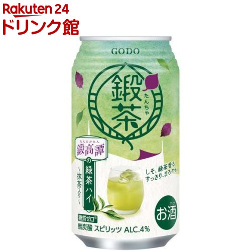 お店TOP＞アルコール飲料＞アルコール飲料 その他＞鍛茶 鍛高譚の緑茶ハイ (340ml×24本入)【鍛茶 鍛高譚の緑茶ハイの商品詳細】●「鍛高譚」シリーズをお茶で割って楽しむ飲み方を、「鍛茶(たんちゃ)」といいます。●しそ焼酎「鍛高譚」の赤シソの爽やかな香りと、緑茶のまろやかさがマッチしたチューハイです。●無炭酸で甘さのないスッキリとした味わいは食中酒としても合わせやすいです。●アルコール度数4％【召し上がり方】冷やしてお飲みください。軽く振ってからゆっくりと開けてください。強く振ると中味がふき出すことがあります。【品名・名称】スピリッツ【鍛茶 鍛高譚の緑茶ハイの原材料】緑茶(静岡県産緑茶)、焼酎甲類、しそ焼酎／ビタミンC【栄養成分】100ml当たりエネルギー：25kcal、たんぱく質：0g、脂質：0g、炭水化物：0.2g(糖類：0.2g、食物繊維：0g)、食塩相当量：0~0.03g【保存方法】破損するなどのおそれがありますので、缶への衝撃や冷凍保管、直射日光の当たる車内等高温になる場所での放置は避けてください。【発売元、製造元、輸入元又は販売元】オエノングループ(合同酒精)20歳未満の方は、お酒をお買い上げいただけません。お酒は20歳になってから。リニューアルに伴い、パッケージ・内容等予告なく変更する場合がございます。予めご了承ください。オエノングループ(合同酒精)104-8162 東京都中央区銀座6-2-10047-705-7790広告文責：楽天グループ株式会社電話：050-5306-1825[アルコール飲料]