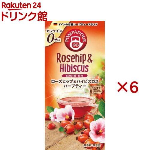 ポンパドール ローズヒップ＆ハイビスカスフラワー(10袋入×6セット(1袋3.5g))【POMPADOUR(ポンパドール)】