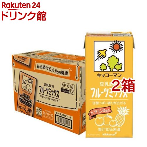 キッコーマン 豆乳飲料 フルーツミックス(6本入×2セット(1本1L))【キッコーマン】