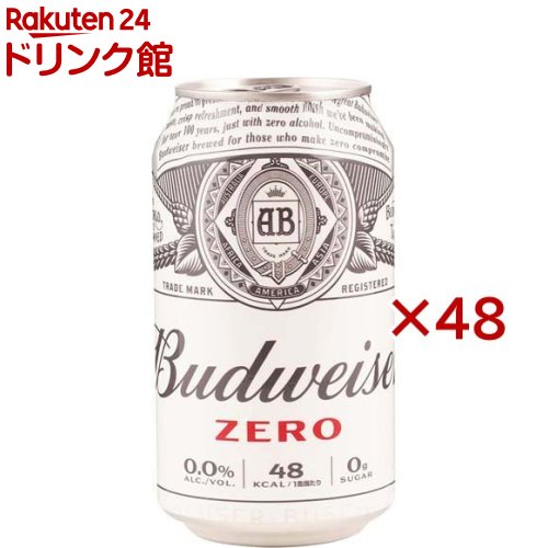 お店TOP＞ノンアルコール飲料＞バドワイザーゼロ ノンアルコールビール缶 (24本×2セット(1本350ml))【バドワイザーゼロ ノンアルコールビール缶の商品詳細】●世界80ヶ国以上で販売され、多くの方々に愛飲されているビールブランド Budweiser (バドワイザー)。●「バドワイザー ゼロ」は脱アルコール製法で、バドワイザーからアルコール分を除去し、バドワイザー本来の味わいを楽しめるノンアルコール ビールテイスト飲料として誕生しました。●バドワイザー ゼロは、厳選された素材と、伝統のビーチウッド(ぶなの木)製法を活用したこだわりの製造工程から、甘みのあるスムースな味わい、洗練された心地よいのどごしを実現していて、仲間と盛り上がるパーティシーンや、スポーツ観戦などにぴったりなノンアルコールビールテイスト飲料です。【品名・名称】炭酸飲料【バドワイザーゼロ ノンアルコールビール缶の原材料】麦芽、米、ホップ／炭酸、酸化防止剤(V.C)、pH 調整剤、プロピレングリコール、ステビア末、香料【栄養成分】100ml当たりエネルギー：13.71kcal、たんぱく質：0.17g、脂質：0.03g、炭水化物：3.19g、食物繊維：3.19g、食塩相当量：0.004g【保存方法】日なたをさけ涼しいところに保存してください。【原産国】韓国【発売元、製造元、輸入元又は販売元】アンハイザー・ブッシュ・インベブ ジャパン※説明文は単品の内容です。リニューアルに伴い、パッケージ・内容等予告なく変更する場合がございます。予めご了承ください。・単品JAN：4589724811766アンハイザー・ブッシュ・インベブ ジャパン東京都渋谷区渋谷2-24-12 39階0570-093920広告文責：楽天グループ株式会社電話：050-5306-1825[ノンアルコール飲料]