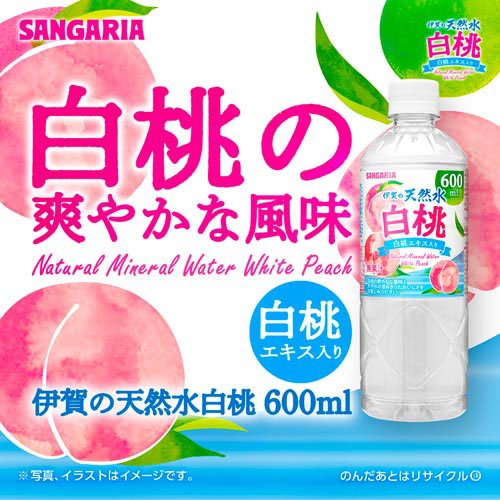 サンガリア 伊賀の天然水 白桃(600ml*2...の紹介画像2