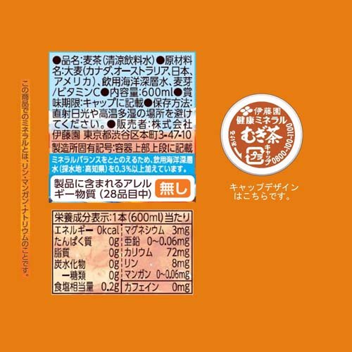 伊藤園 ラベルレス 健康ミネラルむぎ茶(600ml*48本セット)【健康ミネラルむぎ茶】