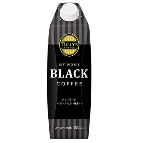 【1ケース】伊藤園 TULLY'S COFFEE (タリーズコーヒー)ブラック 1L紙パック * 6本入