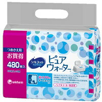 【10000円以上で本州・四国送料無料】ユニチャーム シルコットウェットティッシュ ピュアウォーター 詰替 60枚×8個 [ユニ・チャーム]