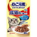 【納期:1~7営業日】【3980円以上で送料無料（沖縄を除く）】ねこ元気 とびつくおいしさ パウチ 成猫用(1歳から) まぐろ入りかつお 60g[ユニ・チャームペットケア]