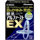 商品説明「眼涼アルファーストEX 10ml」は、アレルギー用点眼薬です。●抗アレルギー剤として使用されているクロモグリク酸ナトリウム配合点眼剤にさらに生薬由来成分であるグリチルリチン酸二カリウムを配合したアレルギー症状に効く点眼薬です。●クロモグリク酸ナトリウムは、アレルギーを引き起こす化学物質の放出を抑えることにより花粉やハウスダストなどによる目のアレルギー症状を緩和します。 さらに、抗炎症剤のグリチルリチン酸二カリウムと抗ヒスタミン剤のクロルフェニラミンマレイン酸塩の配合により、目のかゆみや充血、なみだ目などのつらいアレルギー症状にすぐれた効果を発揮します。●アレルギー症状を起こした目にさわやかな清涼感を与えます。医薬品。効果・効能花粉、ハウスダスト(室内塵)などによる次のような目のアレルギー症状の緩和：目の充血、目のかゆみ、目のかすみ(目やにの多いときなど)、なみだ目、異物感(コロコロする感じ)用法・用量1回1-2滴、1日4-6回点眼してください。2日間使用しても症状の改善がみられない場合には、医師又は薬剤師に相談してください。「用法・用量に関連する注意」(1)小児に使用させる場合には、保護者の指導監督のもとに使用させてください。(2)容器の先がまぶたやまつ毛などに触れると、目やにや雑菌などのため、薬液が汚染又は混濁することがあるので、触れないように目から少し離して使用してください。また、混濁したものは使用しないでください。(3)コンタクトレンズの装着液として、またコンタクトレンズを装着したまま使用しないでください。(4)点眼用にのみ使用してください。●点眼剤の使い方1.使用する前に手をきれいに洗ってください。2.下まぶたを押し下げ、真上から1-2滴点眼してください。その時、容器の先端が目やまつげに触れないようにご使用ください。ご使用後も、容器の先端・キャップは清潔に取り扱ってください。3.点眼後、目を閉じて2-3回まばたきをし、液を目全体にいきわたらせてください。ご使用後は、容器のキャップをきちんとしめて保管してください。使用上の注意●してはいけないこと(守らないと事故が起こりやすくなります。)点鼻薬と併用する場合には、使用後、乗物又は機械類の運転操作をしないでください。(眠気があらわれることがあります。)●相談すること1.次の人は、使用前に医師又は薬剤師に相談して下さい。(1)医師の治療を受けている人。(2)減感作療法等、アレルギーの治療を受けている人。(3)妊婦又は妊娠していると思われる人。(4)薬によるアレルギー症状を起こしたことがある人。(5)次の症状のある人：はげしい目の痛み。(6)次の診断を受けた人：緑内障。(7)アレルギーによる症状か他の原因による症状かはっきりしない人。特に次のような場合は、アレルギーによるものとは断定できないため、使用前に医師に相談してください。・片方の目だけに症状がある場合。・目の症状のみで、鼻には症状がみられない場合。・視力にも影響がある場合。2.次の場合は、直ちに使用を中止し、添付文書を持って医師又は薬剤師に相談してください。(1)使用後、次の症状があらわれた場合。・皮ふ：発疹・発赤、かゆみ・目：充血、かゆみ、はれ、痛みまれに下記の重篤な症状が起こることがあります。その場合は直ちに医師の診療を受けてください。・アナフィラキシー様症状：使用後すぐに息苦しさ、浮腫(咽頭、まぶた、鼻粘膜、口唇等)、じんましん等の症状があらわれる。(2)目のかすみが改善されない場合。(3)2日間使用しても症状がよくならない場合。3.症状の改善がみられても、2週間を超えて使用する場合は、医師又は薬剤師に相談してください。保管及び取り扱い上の注意(1)直射日光をさけ、なるべく涼しいところに密栓して保管してください。特に車のダッシュボード等、高温下に放置すると、容器の変形や薬液の変化を生じるおそれがあります。(2)小児の手の届かない所に保管してください。(3)他の容器に入れ替えないでください。(誤用の原因になったり、品質が変わることがあります。)(4)汚染をさけるため、他の人と共用しないでください。(5)使用期限(容器に記載)を過ぎた商品は使用しないでください。また、使用期限内であっても、開封後はできるだけ速やかに使用してください。開封後、長く放置すると濁りや変質のおそれがあるので、注意してください。(6)保存状態によっては、成分の結晶が容器の点眼口周囲やキャップの内側につくことがあります。その場合には清潔なガーゼで軽くふきとってから使用してください。成分 有効成分 含量(10ml中) はたらき クロモグリク酸ナトリウム 100mg アレルギーの原因となる化学伝達物質の放出を抑制します。 クロルフェニラミンマレイン酸塩 1.5mg 抗ヒスタミン作用により、アレルギー症状の目のかゆみ・充血を緩和します。 グリチルリチン酸二カリウム 12.5mg アレルギーにより発症した炎症を鎮めます。 添加物として、イプシロン-アミノカプロン酸、エタノール、エデト酸ナトリウム水和物、d-カンフル、d-ボルネオール、プロピルパラベン、ホウ砂、ホウ酸、メチルパラベンを含有します。「成分に関連する注意」本剤は点眼後、ときに口中に甘味を感じることがあります。これは成分のひとつであるグリチルリチン酸二カリウムが、涙道を通って口中に流れ出てくることによるもので、品質などの異常によるものではありません。リスク区分第2類医薬品製造販売元久光製薬株式会社東京都千代田区丸の内1-11-1使用期限使用期限まで1年以上ある商品をお届けいたしております広告文責株式会社クスリのナカヤマTEL: 03-5497-1571備考■パッケージデザイン等は、予告なく変更されることがあります。■物流センターの在庫は常に変動しております。そのため、ページ更新とご注文のタイミングによって、欠品やメーカー販売終了のため商品が手配できない事態が発生致します。その場合、誠に申し訳ありませんが、メールにて欠品情報をご案内の上、キャンセル対応させていただく場合がございます。■特に到着日のご指定が無い場合、商品は受注日より起算して1~5営業日を目安に発送いたしております。ご注文いただきました商品の、弊社在庫状況等によっては、発送まで時間がかかる場合がございますので、予めご了承ください。また、5営業日以内の発送が困難な場合には、メールにて発送遅延のご連絡と発送予定日のご案内をお送りさせていただきます。