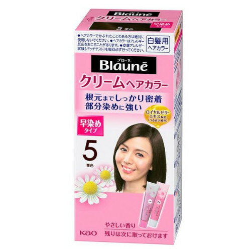 【10000円以上で送料無料（沖縄を除く）】花王 blaune ブローネ クリームヘアカラー 5 栗色 1液45ml＋2液45ml